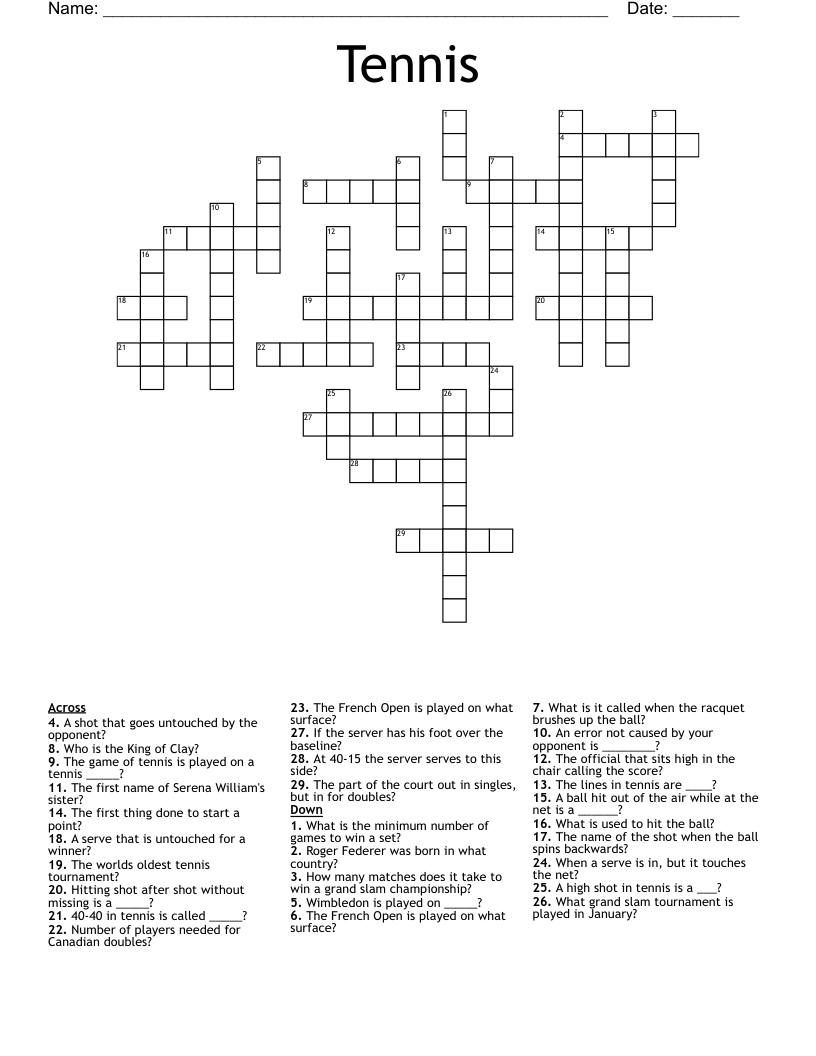 Tennis Powerhouse Williams Crossword Puzzle Clue Solution