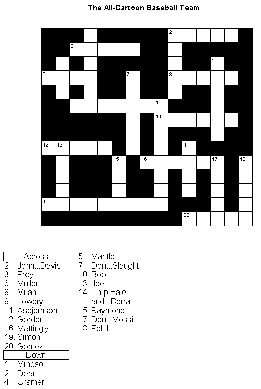 Solving the Red or White Baseball Team Crossword Puzzle