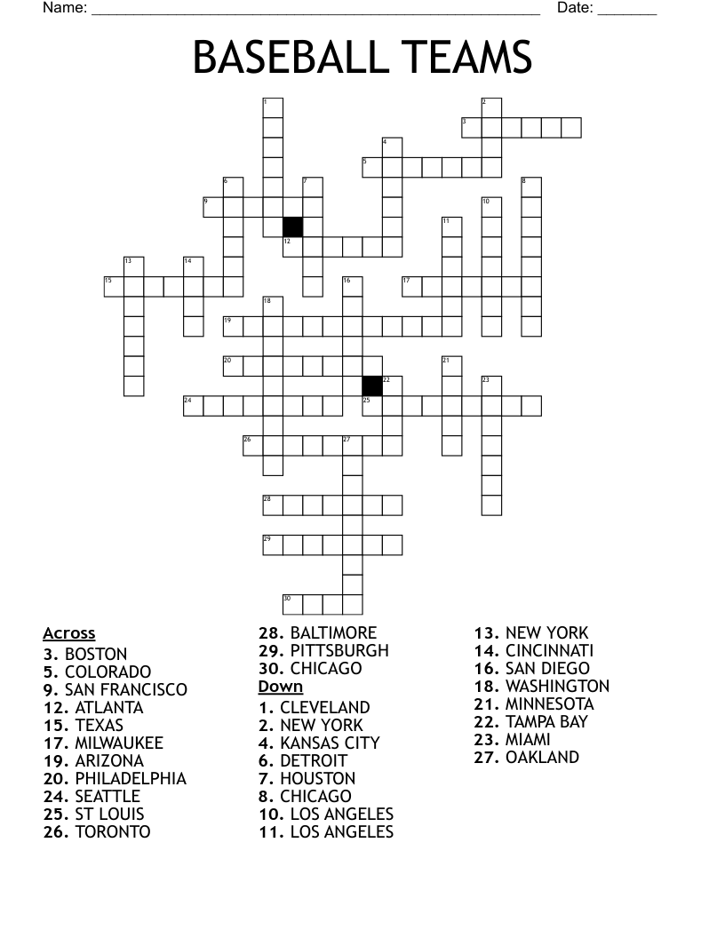 Solving the Red or White Baseball Team Crossword Puzzle